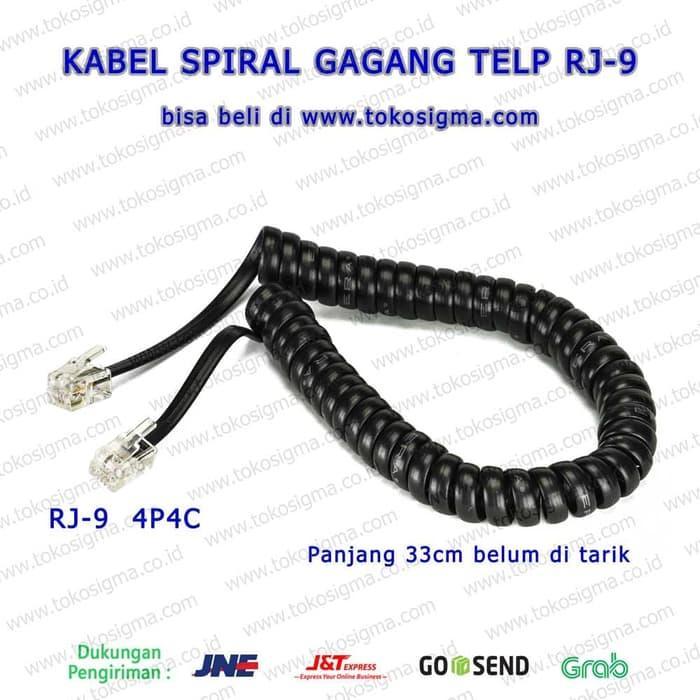 KABEL SPIRAL GAGANG TELP RJ-9 4P4C TELEPON KABEL GAGANG TELEFON RJ9 - Hitam