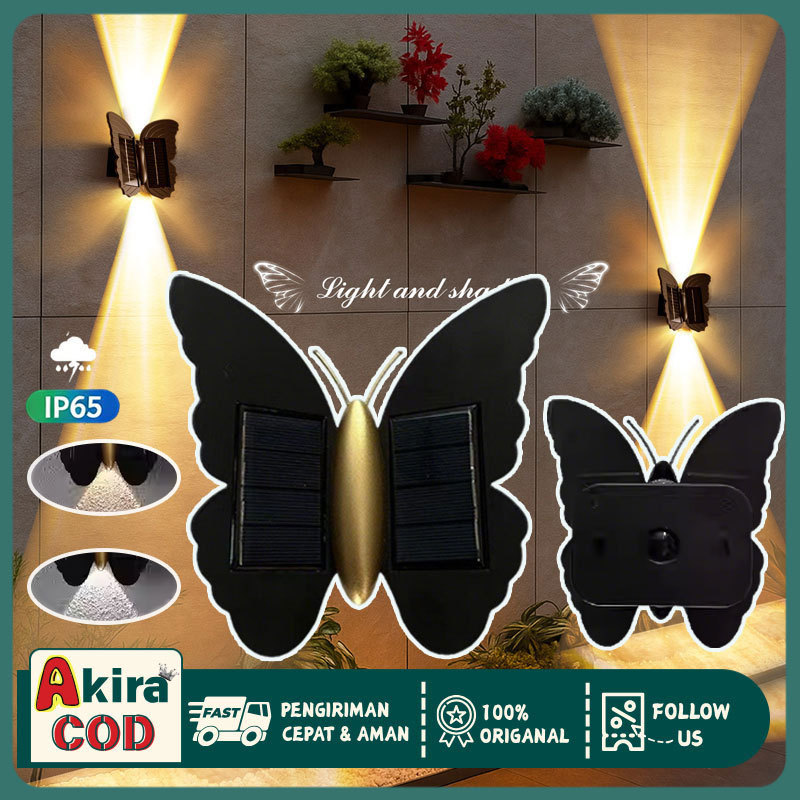Lampu Dinding Solar Kupu-Kupu LED Waterproof IP65 Lampu Dinding Outdoor Solar Pencahayaan Taman Deko