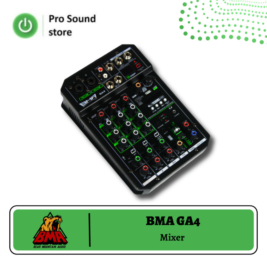 Mini Audio Mixer BMA GA4 4 Channel Black Series 48V Phantom Power