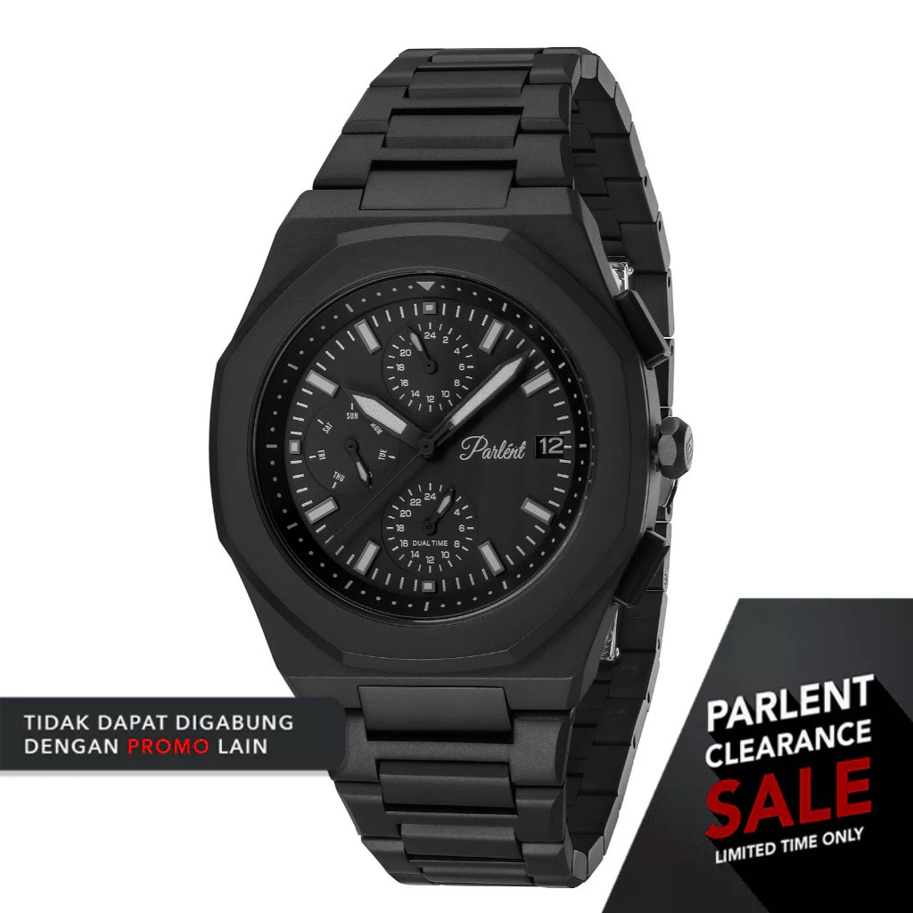 Parlent Palladium Day Date - Jam Tangan Pria 40mm, Japan Quartz Movement, Waterproof 5ATM (50M), Sta