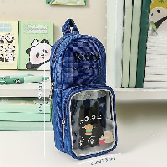 Tempat Pensil Bentuk Tas Mini 3d / Kontak Pensil Anak Kanvas SK0108 - Biru