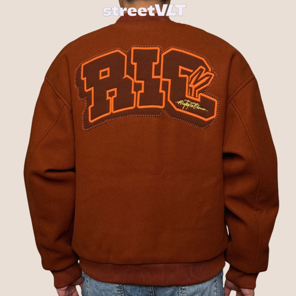RIC Ricky is Clown Swirl Bunny Wool Caramel Red Varsity Jacket Original