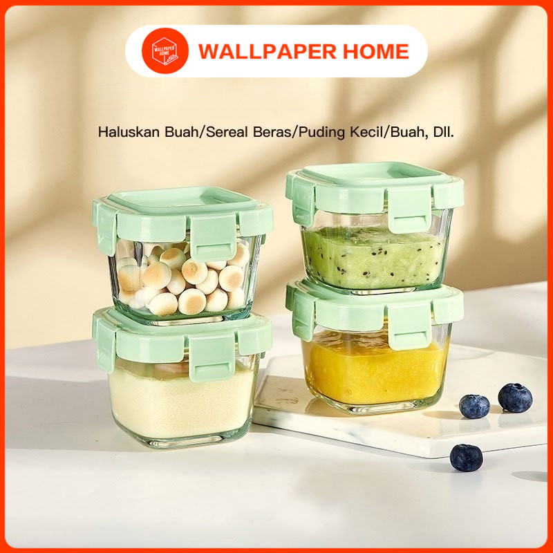Tempat Mpasi Kaca Container Mpasi Tahan Panas Baby Food Container Mpasi Kaca Penyimpanan