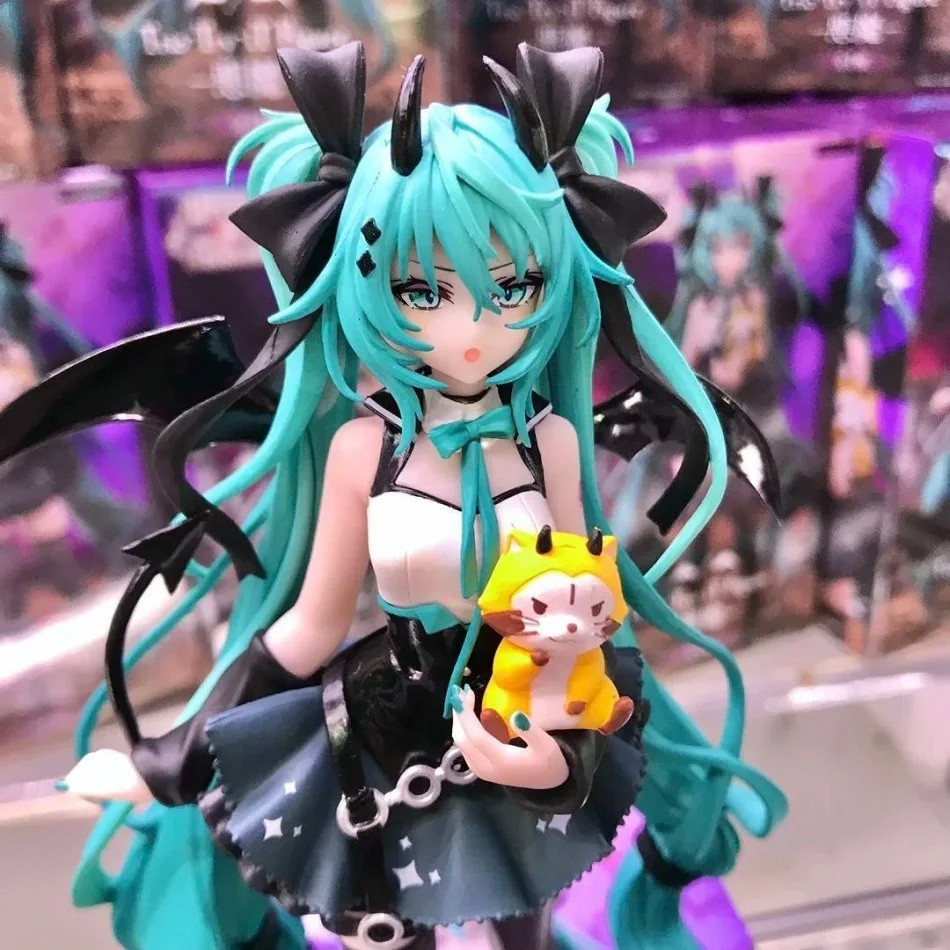 19CM Anime Hatsune Miku Little Devil Raccoon Kawaii PVC Action Figure Model Toy Desktop Decoration H