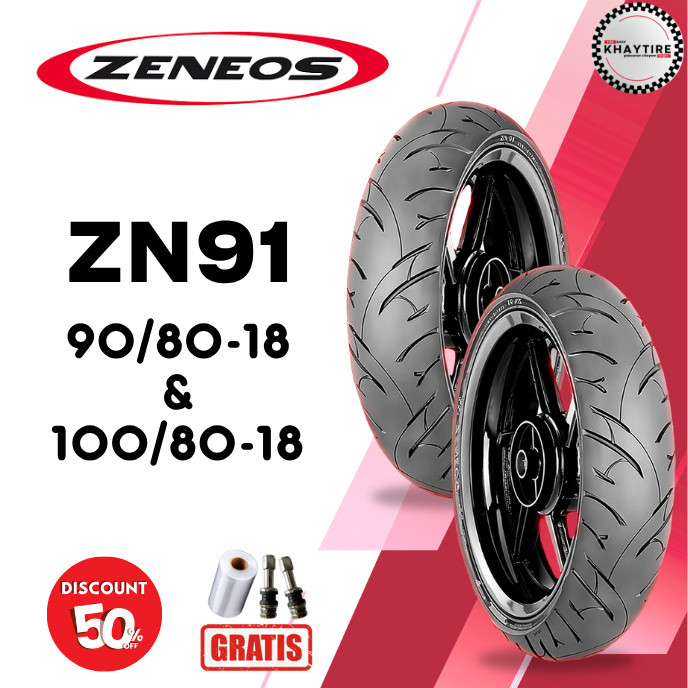 SEPASANG Ban Motor ZENEOS ZN91 90/80 & 100/80 RING 18 Tubeless
