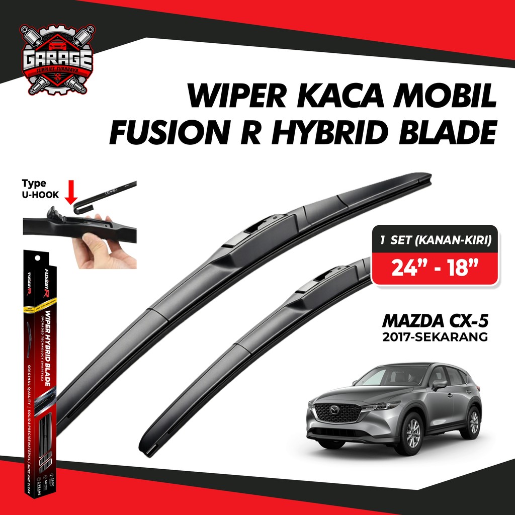 Fusion R Wiper Kaca Mobil Mazda CX5 CX 5 CX-5 Karet Wiper Frameless Hybrid Blade Set RWB Garage Supp