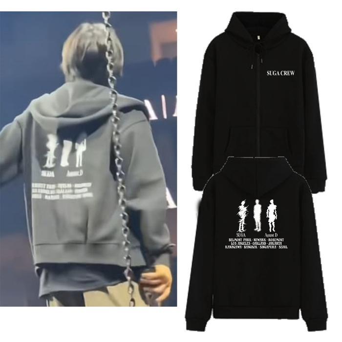 [ Mall ] NEW TREND= JAKET ZIPPER AGUST D SUGA WORLD TOUR 2023 SUGA CREW - M, HITAM