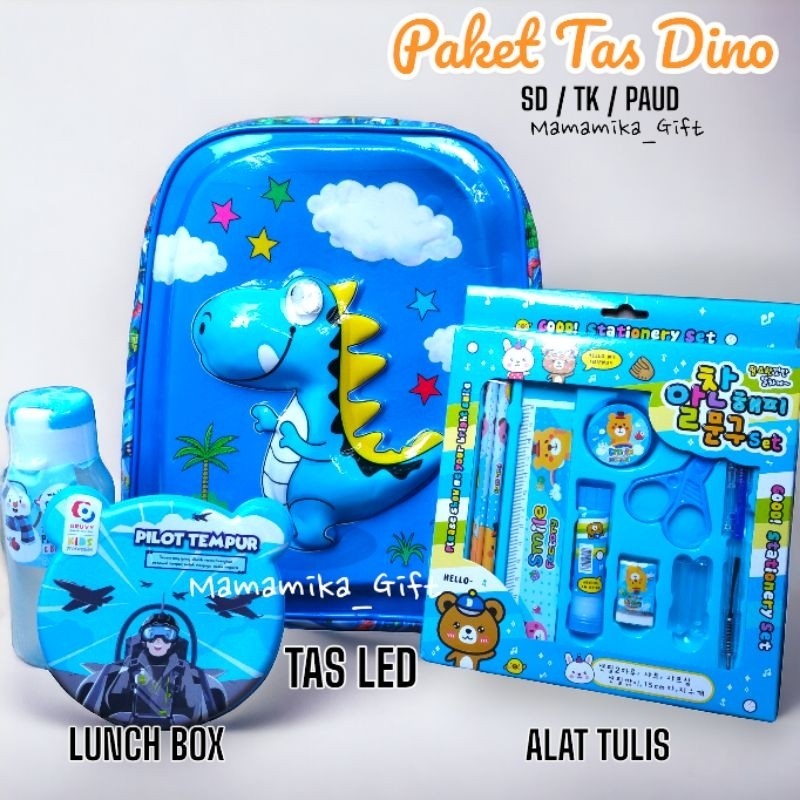 KADO ULANG TAHUN ANAK COWOK / HAMPERS TAS SEKOLAH TK PAUD / PAKET SEKOLAH TAS DINO | Mamamika__