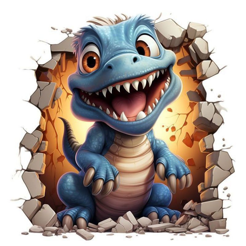 stiker 3D dinosaurus lucu, stiker print, sudah cutting size 15 x 20, anti air