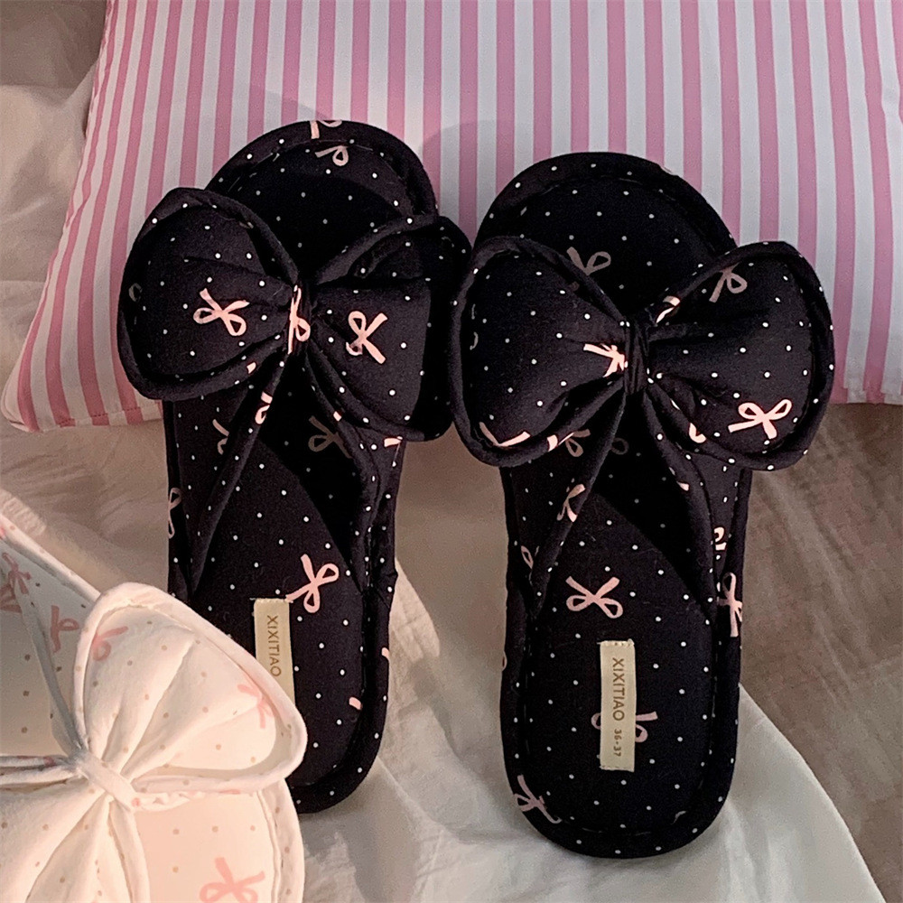 Sandal Rumah Kain Pita Polkadot Wanita, Sandal Dalam Rumah Nyaman Anti Slip