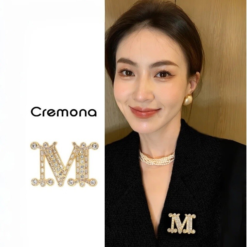 CREMONA COD Bros Huruf M Wanita Mewah Elegan Brooch Blazer Korea