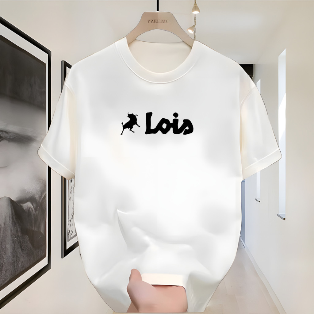[Oversized pria trendy  baju ]  Baju Kaos Lengan Pendek pria Wanita Leher Bulat Hitam Gaya Minimalis