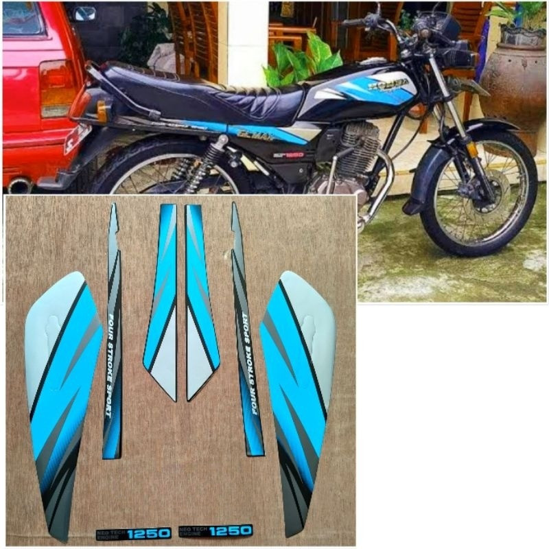 Striping Original Honda GL MAX hitam Lis biru tahun 1995 1996