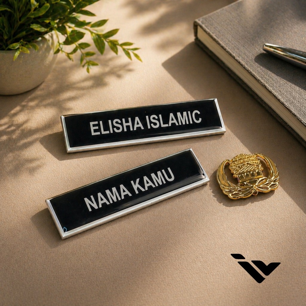Paket Hemat Nametag Dada Akrilik + Pin Korpri PNS Kuningan Peniti Magnet