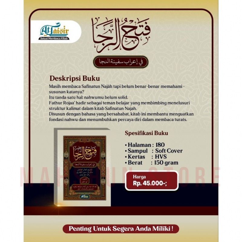 ORIGINAL Kitab I'rob SAFINATUN NAJAH Perkata Irob Fathur Roja Fi I'robi Safinatunnajah PerLafadz Saf