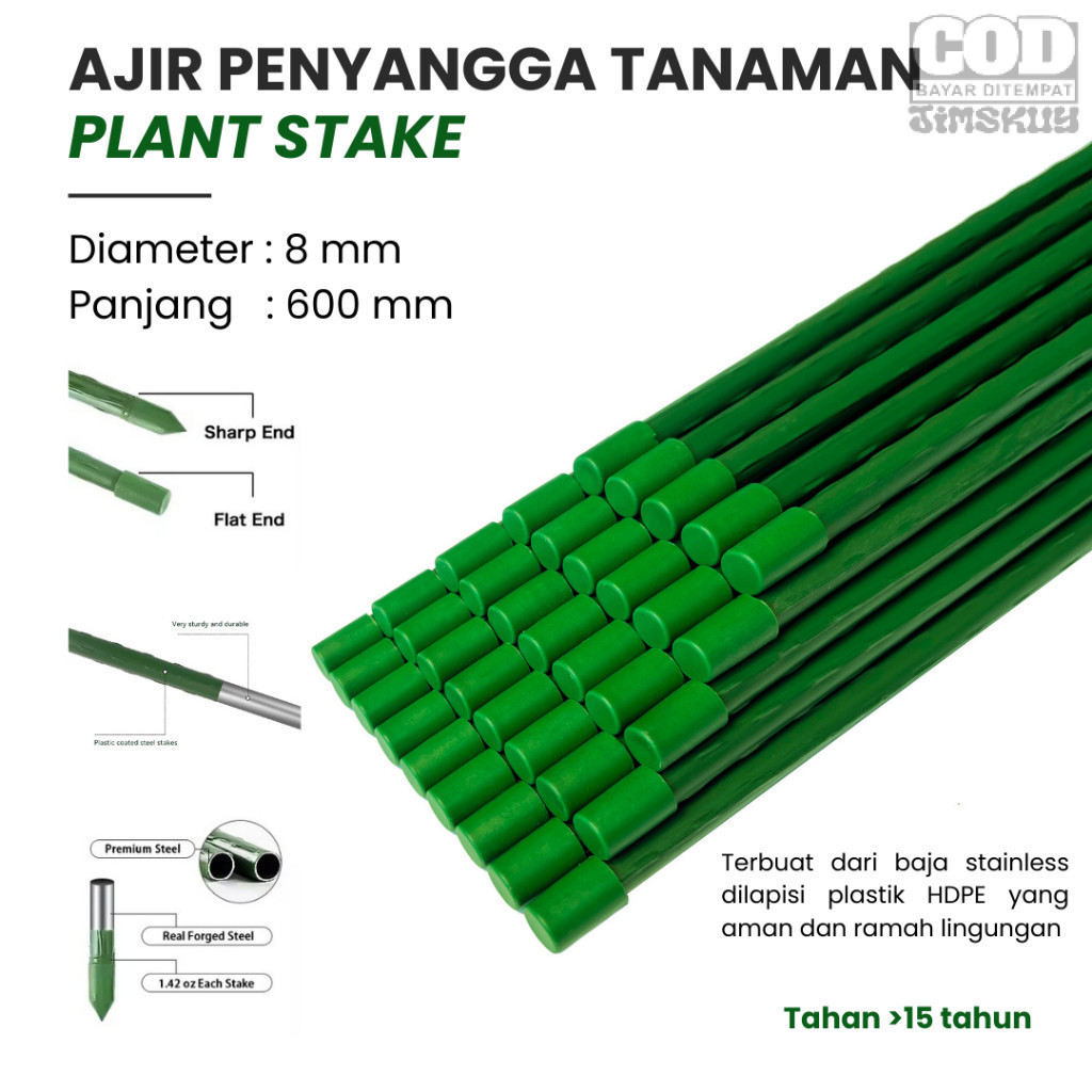 Ajir Modern 8 X 600 mm Gleaf Penyangga Tanaman
