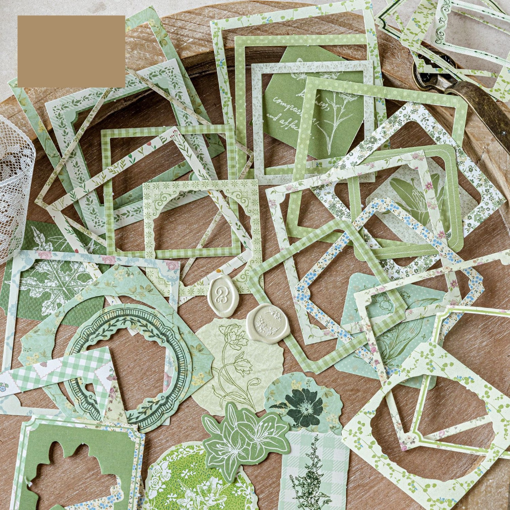 [Gongjin] Sticker Floral Leaf Candy Kertas Deco Frame Bingkai Pigura Stiker Estetik Journaling