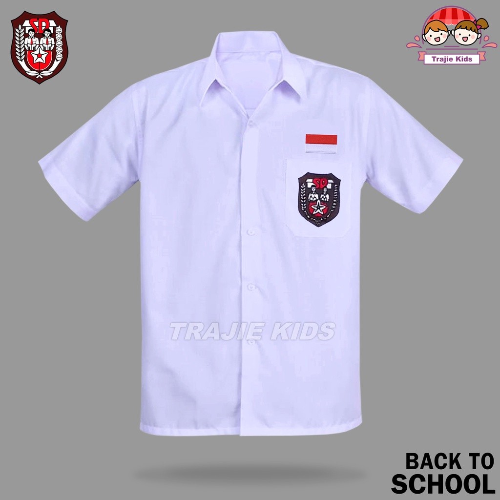 Baju Seragam Putih Anak SD Laki Perempuan Lengan Pendek Kemeja Putih Lengan Pendek Seragam Sekolah S