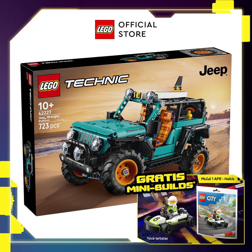 LEGO Technic 42227 Jeep Wrangler Rubicon SUV (723 Pieces), Mainan Anak Laki-Laki, Mainan Mobil, Main