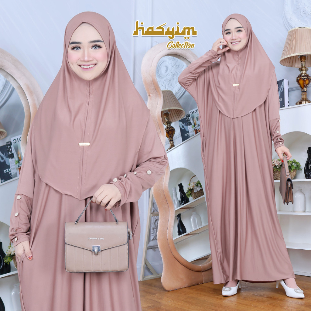 Yura Abaya Set Hijab Gamis Syari Terbaru Bahan Jersey Premium Umroh Abaya Daily Busui Friendly