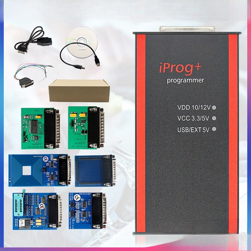 IPROG+ Pro Programmer V87 Alat Koreksi Odometer Reset Airbag Immo Key DPF Off Full Adaptor Scanner