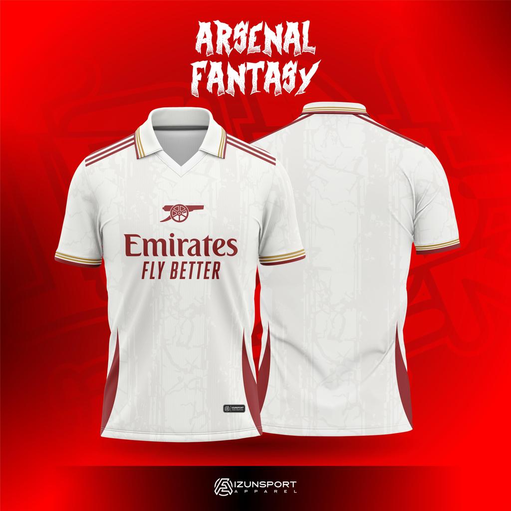Jersey Arsenal Fantasy White Ultra Premium Dryfit Elite, Look Mewah Kelas Pro, | Izun Sport Apparel