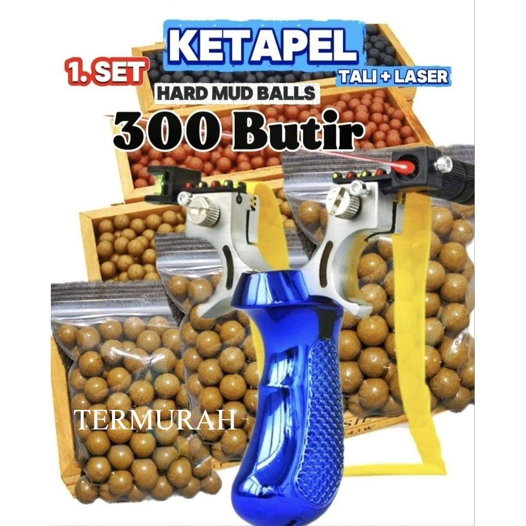 Ketapel Lasel Burung 1set Lengkap Tali dan Laser Plus 300 Butir Peluru Bisa COD Kualitas Terbaik Dan