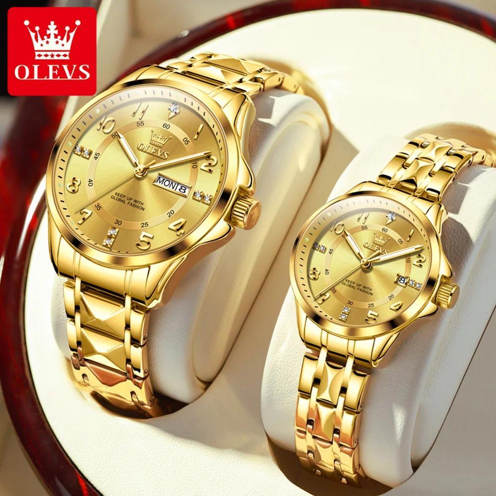 OLEVS 2910 Couple Watches gital al Dual Calendar splay Classic Watch for Man Laes