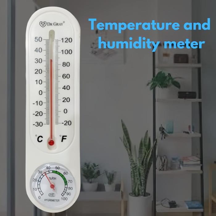 Termometer Alat pengukur Suhu Ruangan Higrometer Analog 9Inch DR GRAY