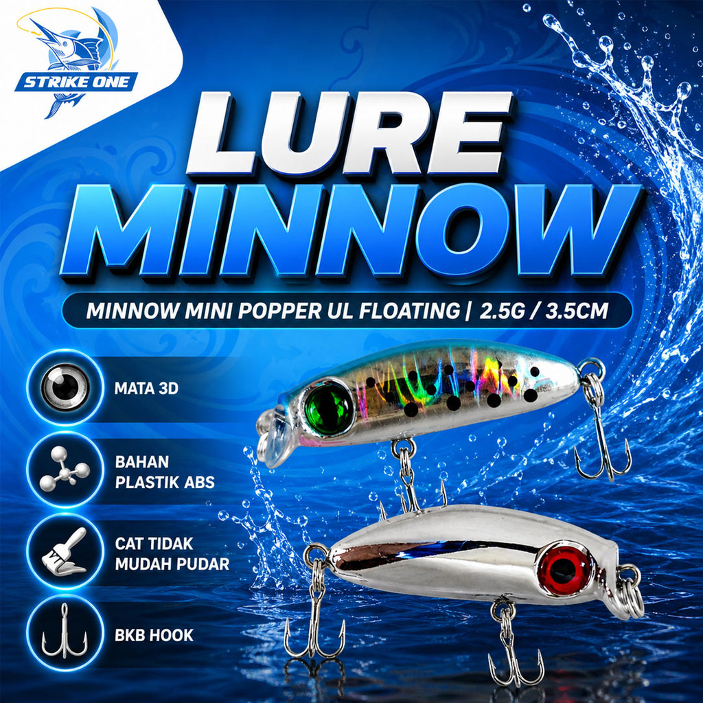 Umpan Minnow Mini Sinking  2.5g/3.5cm Mini Popper Ultralight Casting - XDY110