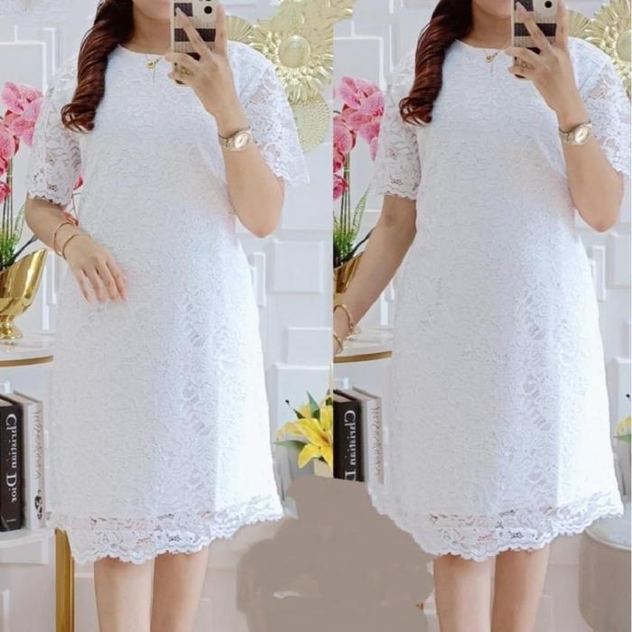 Dress wanita brokat terbaru pesta natal pendek by Mode kebaya/ dress kebaya modern elegan untuk kond