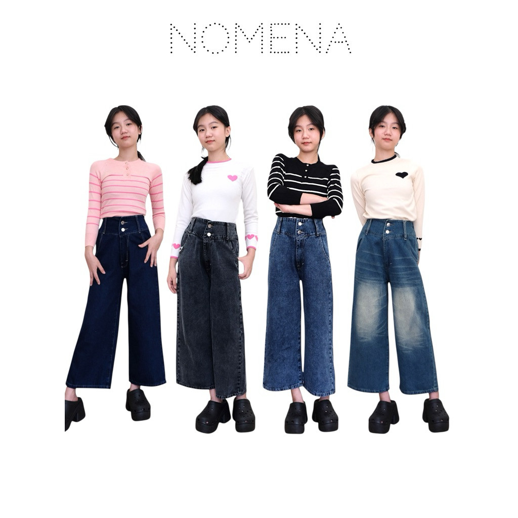 RAF Celana Jeans Anak Perempuan Panjang Kulot Model High Waist Bahan Premium Tebal Untuk Umur 7-15 t