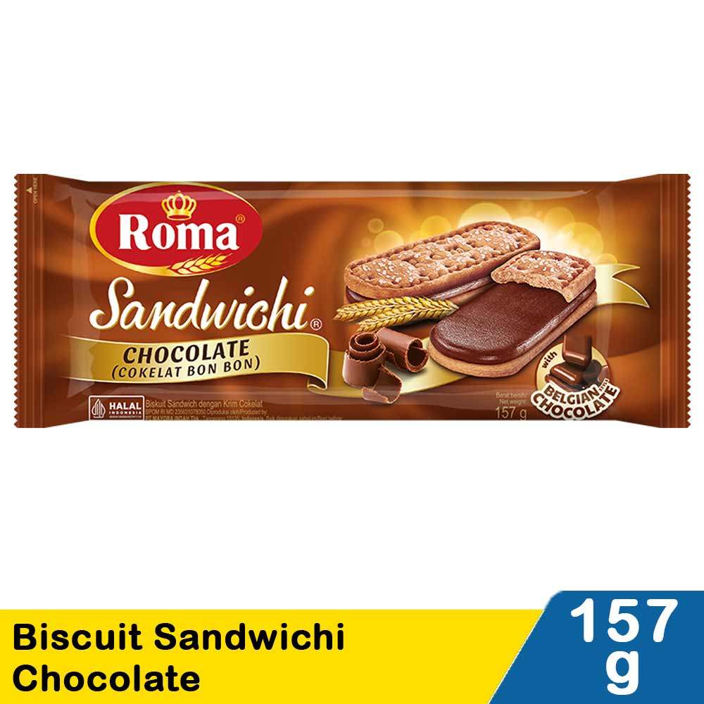 Roma Sandwichi Coklat 157gr - Biskuit Sandwich Isi Krim Coklat
