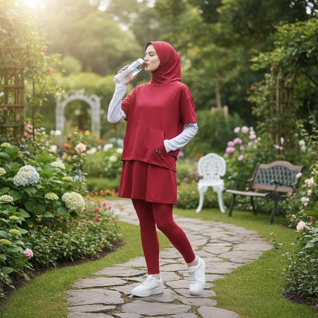 Baju Olahraga Muslimah Set Leging Rok Skirt Perempuan Sport Badminton Senam Aerobic