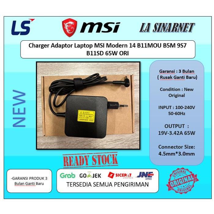 Charger Adaptor Laptop MSI Modern 14 B11MOU B5M 9S7 B11SD 65W ORI