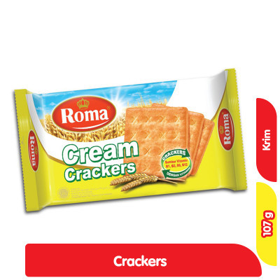 Roma Cream Crackers 105gr - Biskuit Gandum Klasik Kemasan Kuning