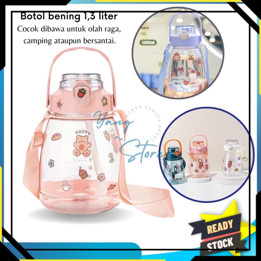 Ready YGS - E105- BOTOL MINUM VIRAL 1.3 LITER TRANSPARAN  / BOTOL MINUM VIRAL STICKER / BOTOL MINUM 
