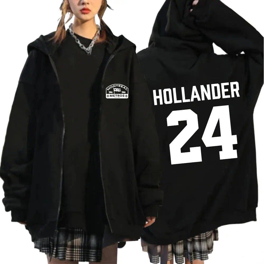Jaket Heated Rivalry Shane Hollander 24 Montreal Metros Zipper Hoodie Resleting Oversize Unisex – Ja