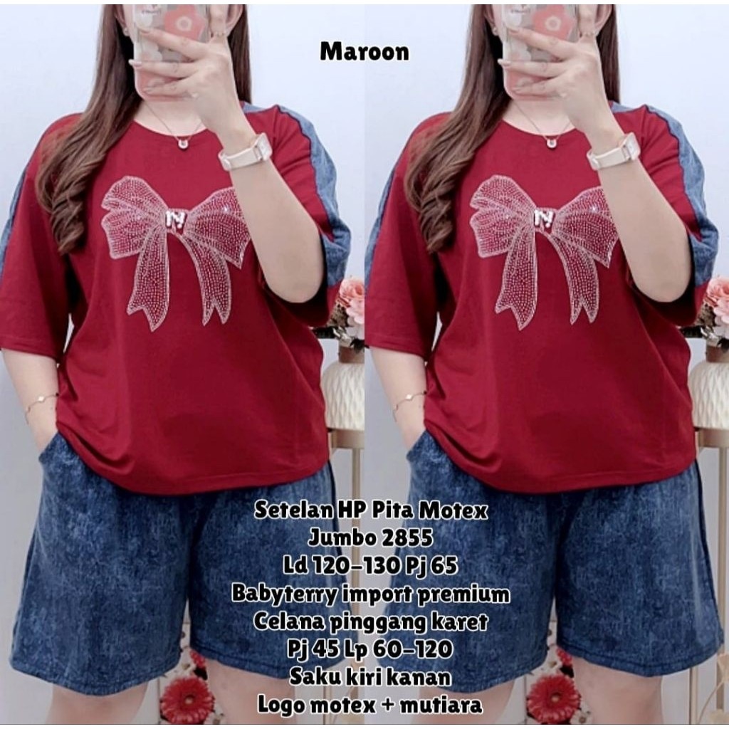 JUANXSHOP Setelan Pendek Wanita Jumbo LD 120 Babyterry Import Premium