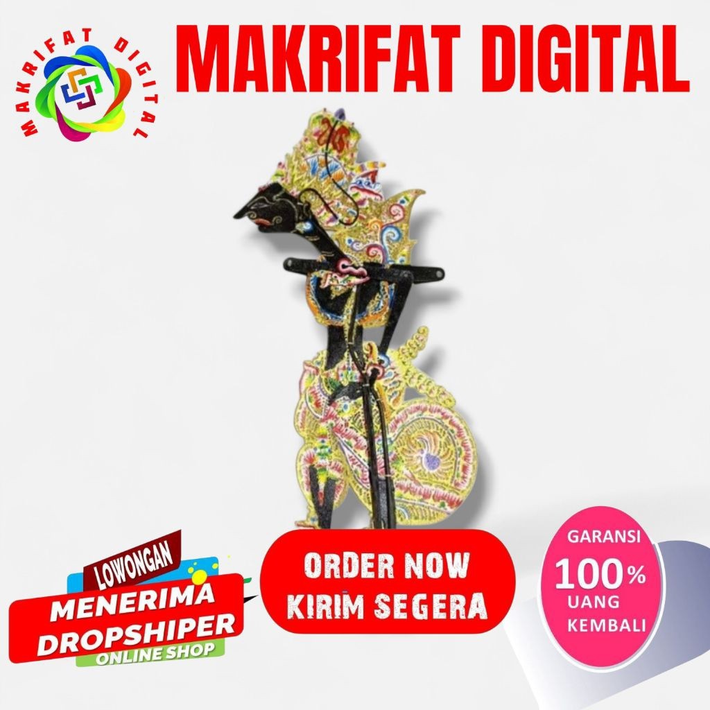 MAKRIFAT DIGITAL Wayang Kulit Asli KRESNA Hitam Alusan Ukuran -+ 60cm Standar Dalang