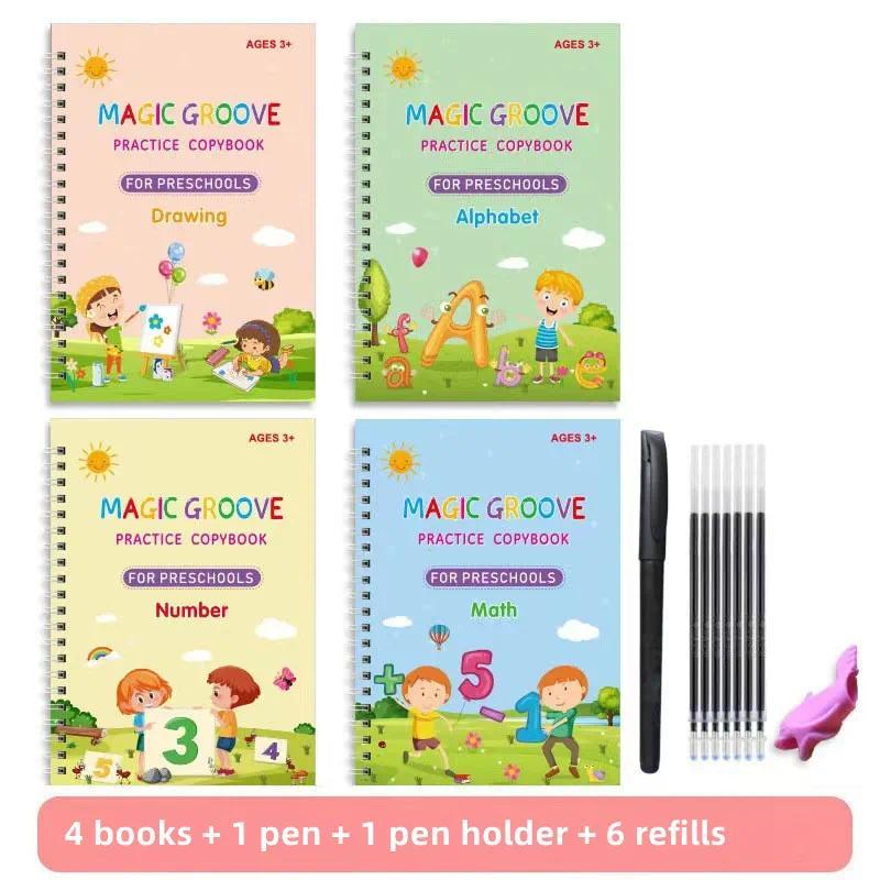 4 Magic Copybooks Children's Toy Writing Reusable Free Wiping English Maths Drawing Children's Toy W