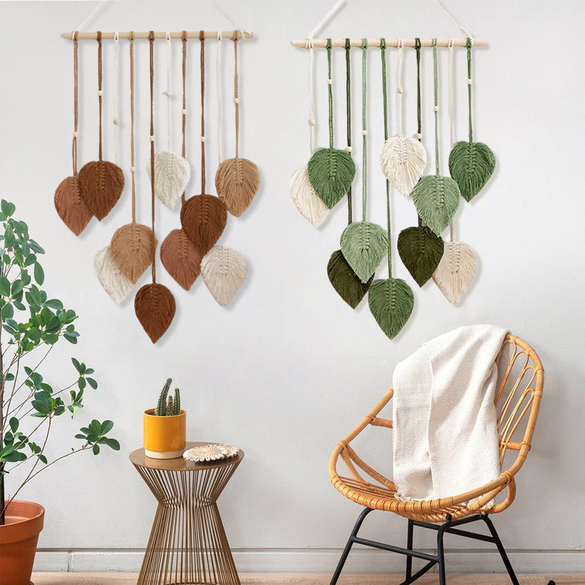 MACRAME DAUN AESTHETIC GANTUNG-Dekorasi Dinding Macrame Daun Aesthetic Hiasan Kamar Tidur Wanita Min