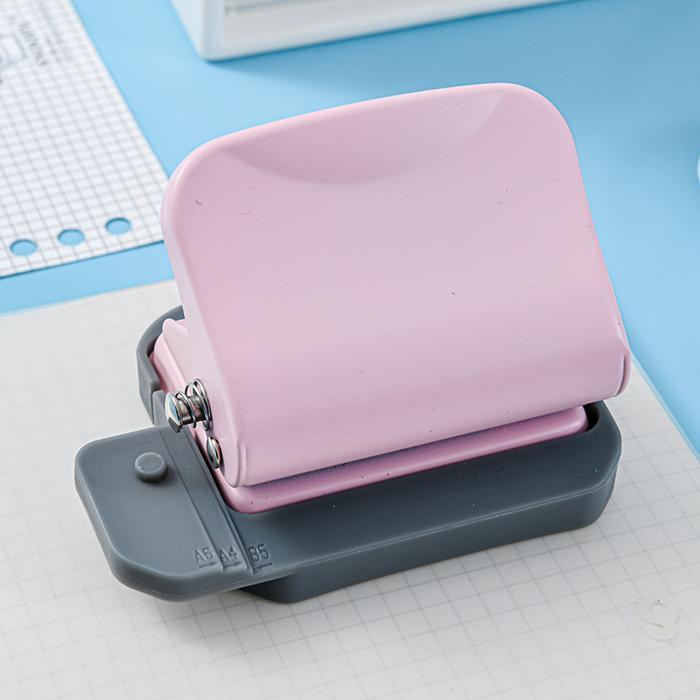 PINK / Biru Buku Catatan 6 Lubang Pelubang Bulat Mesin Pelubang Standar A4 A5 B5 - Pink