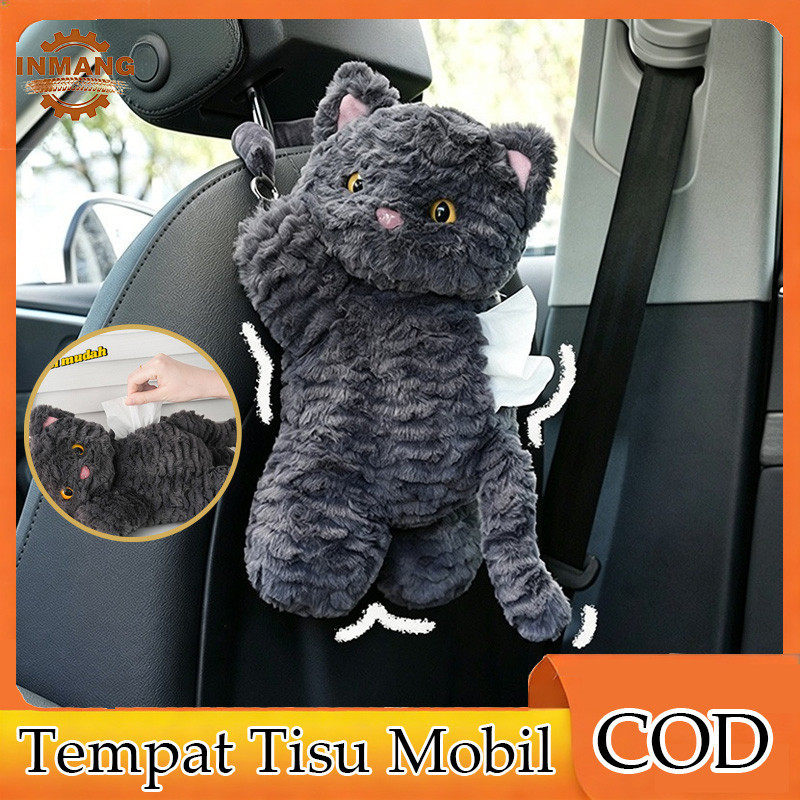 (Obeng Shop) -INMANG- Tempat Tisu Mobil Kucing Aesthetic - Aksesoris Lucu Kotak Tisu Boneka untuk Mo