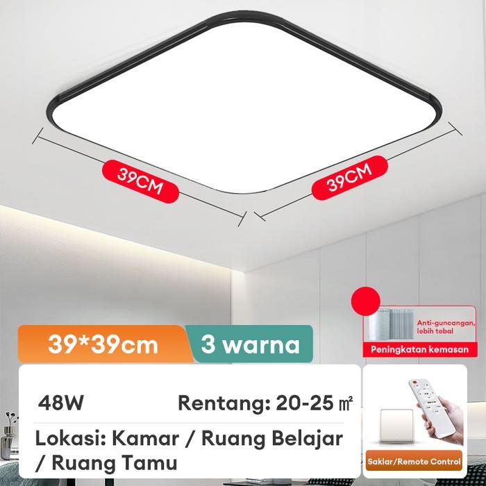 PROMO  Lampu Plafon Minimalis lampu led plafon rumah Kamar Lampu Downlight - black48W remote