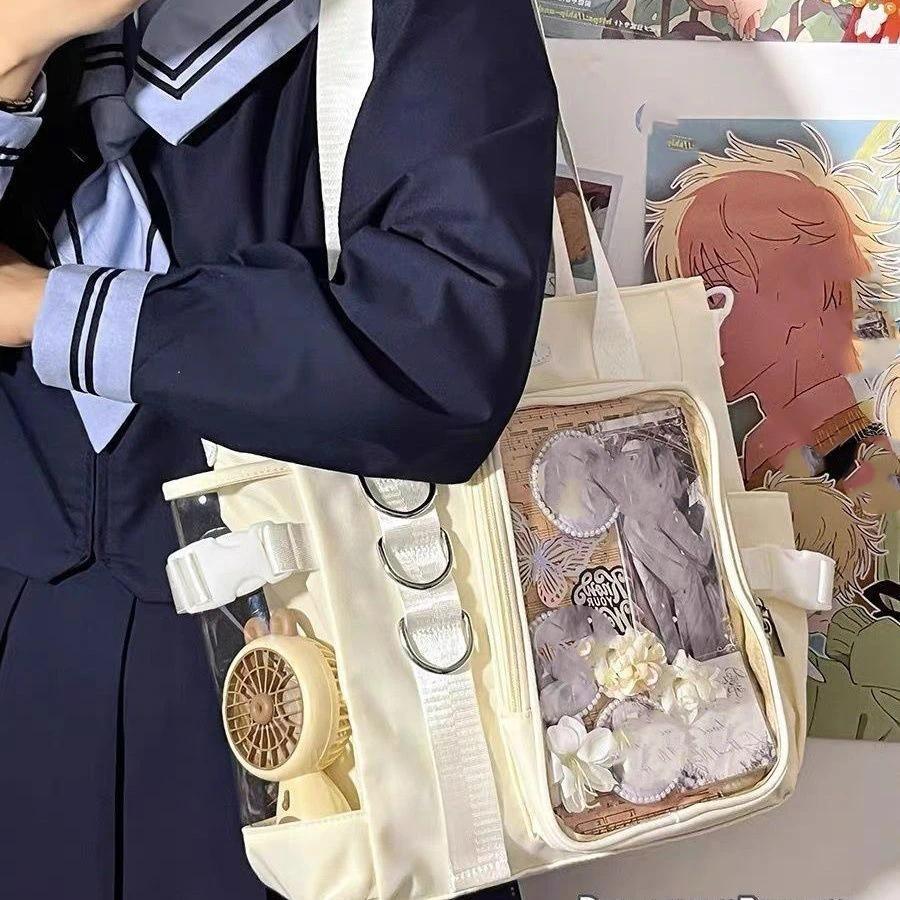 Niche Japanese Transparent Ita Bag Casual Large Capacity Girl Shoulder Crossbody Bag Fashionable Ulz