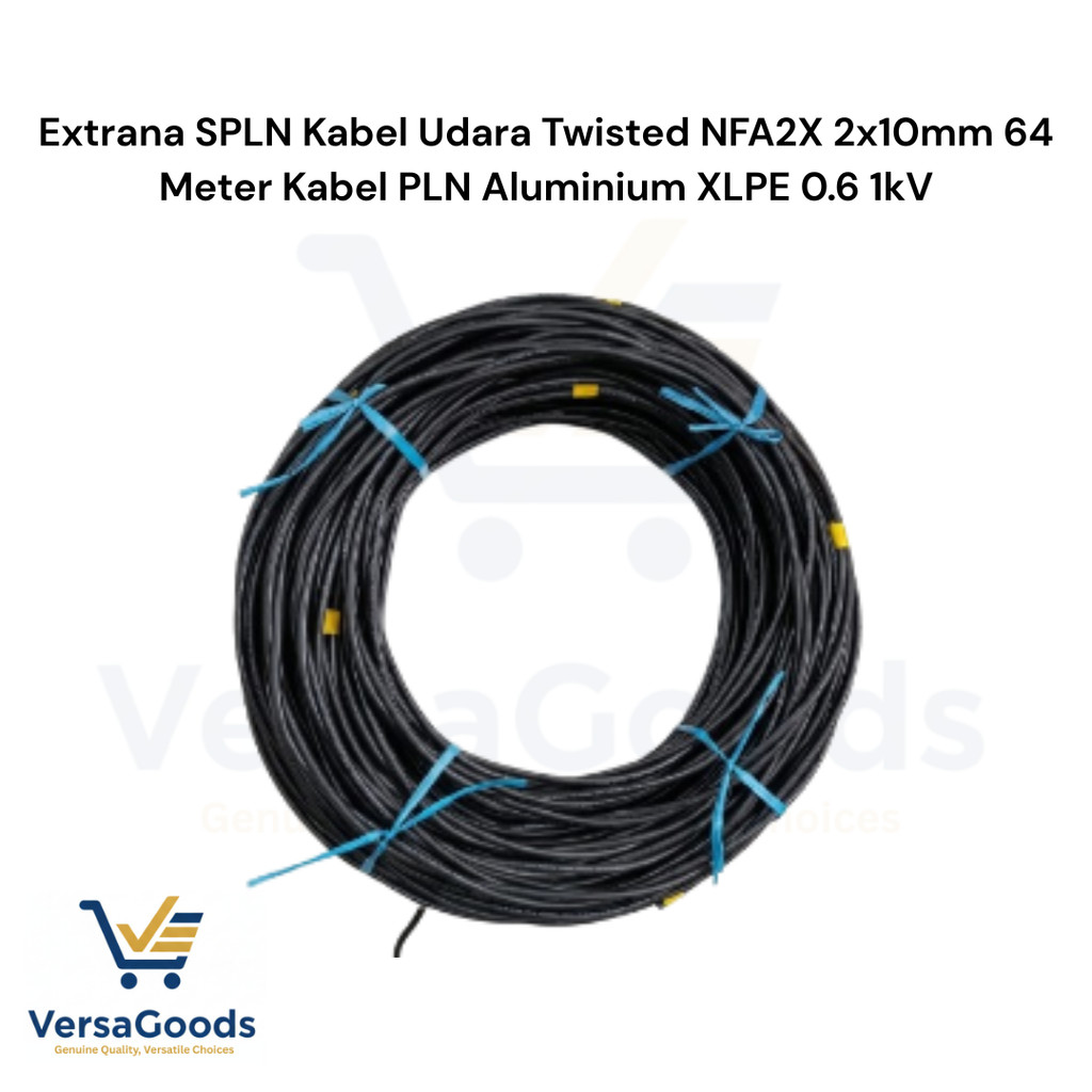 Extrana SPLN Kabel Udara Twisted NFA2X 2x10mm 64 Meter Kabel PLN Aluminium XLPE 0.6 1kV