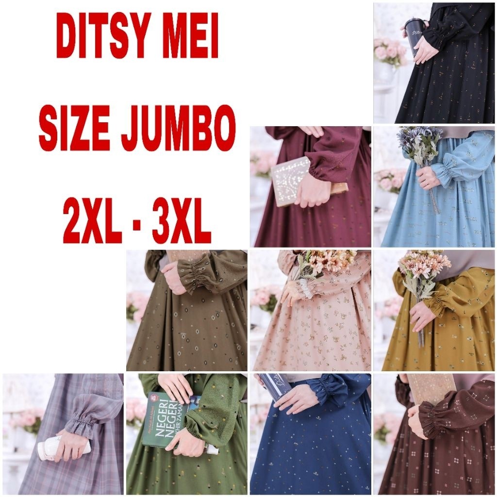 Promo 5.5 Ditsy MEI SIZE JUMBO 2XL - 3XL, kers sage, nola stone black, darlene maroon, rua walnut, r