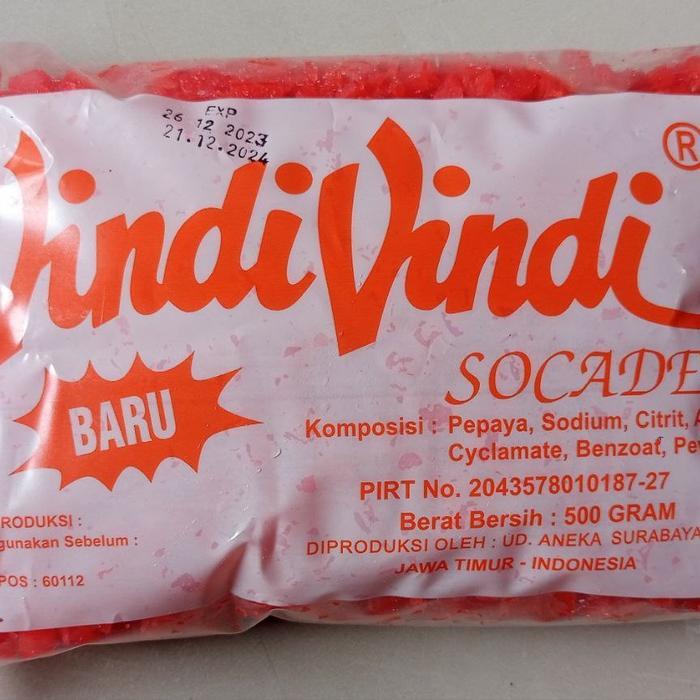 Sukade warna warni buah pepaya topping kue bolu cake topping puding 500  gr - Merah