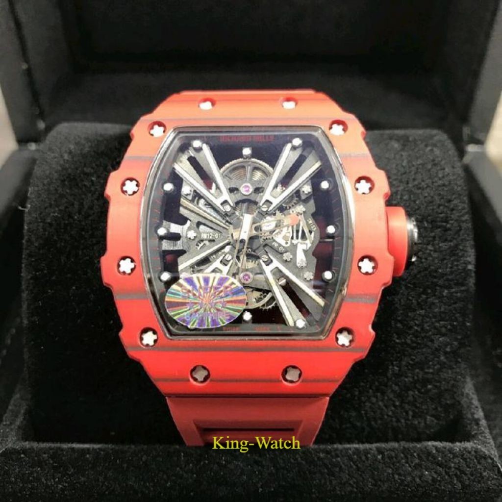 RM TERBARU JAM TANGAN RM12-01 CARBON RED SWISS MATIC DM 43MM